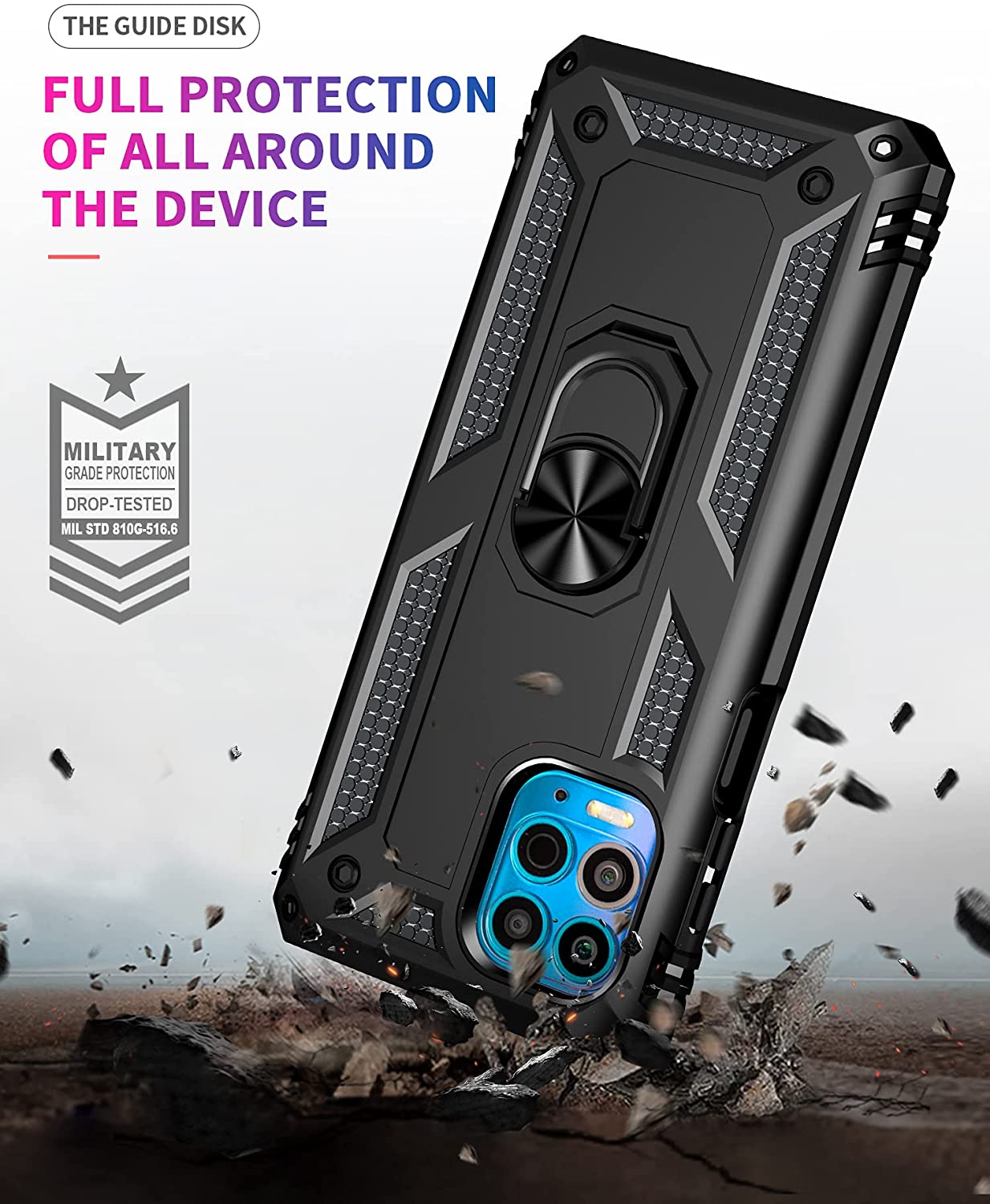 Protectores para celular  para Motorola  MOTO G100 Funda reforzada con anillo v2 Negro
